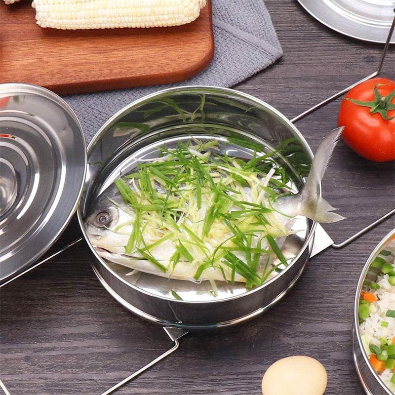 Caitang Stackable Steamer Insert Pans- Instant Pot Accessories 6 Qt-2 Silicone handle & Interchangeable Lidsâ€“Pressure Cooker Accessories- Pot in Pot for Baking,Lasagna,food steamer,Reheat Multiple Dishes - Image 4